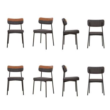 Imagem de Kit com 8 Cadeiras para Sala de Jantar Mona Yescasa Grafite Corriente /Caramelo