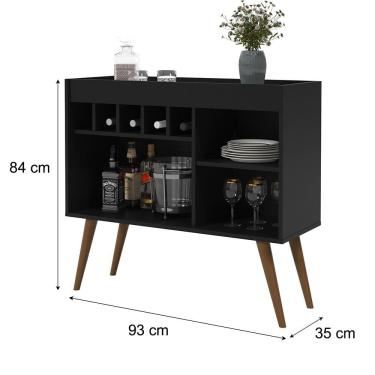 Imagem de Aparador Buffet Adega Sala New Odin Pés De Madeira Preto