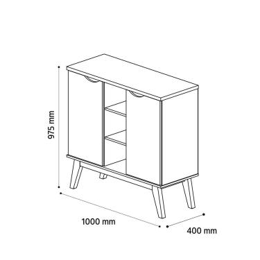 Imagem de Aparador Buffet Sala Prism 2 Portas E Pés Madeira Maciça Branco/cumaru
