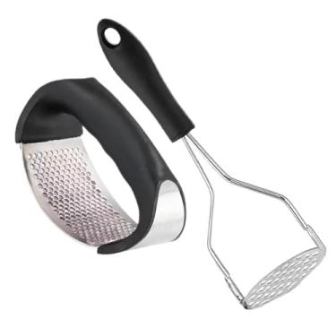 Imagem de Conjunto de Inox Amassador de Batata e Espremedor de Alho para Cozinha (Espremedor + Amassador)