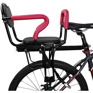 Imagem de Assento infantil de bicicleta, assento de segurança infantil removível com cerca de apoio de braço e assento acolchoado, almofada de assento traseiro de veículo elétrico, adequado para crianças de 2 a