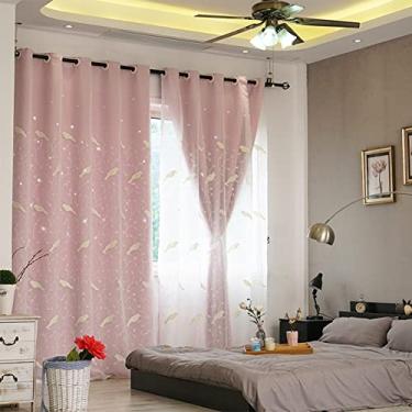 Imagem de Cortina blackout de camada dupla com sobreposição de tule, voile blecaute branco bordado em camadas sólido drapeado painel de sanefa, sala de estar, quarto de menina, isolamento de poupança de energia