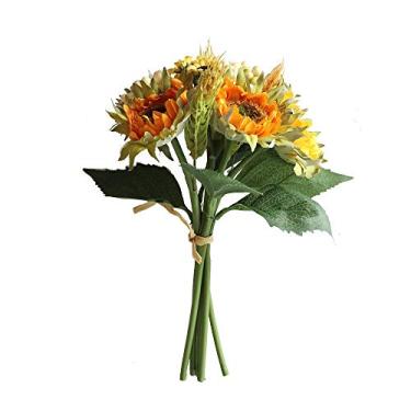 Imagem de Yalych Margarida crisântemo decoração de seda flores falsas para casa folha artificial floral casamento decoração de casa rosa branca guirlanda flores artificiais