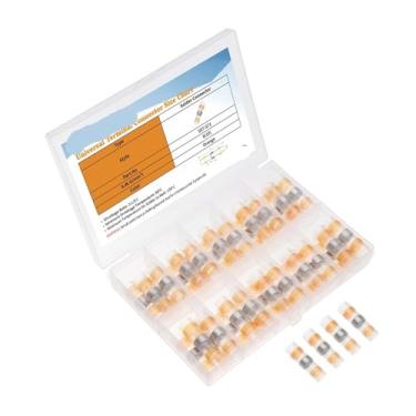 Imagem de 40 peças AWG-8 conectores de fio laranja termoencolhível manga solda kit de vedação de cabo conjunto de ferramentas de terminais sortidos
