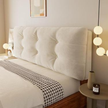 Imagem de Capa de cabeceira lisa universal, capa de cabeceira de cama para cama queen king, proteção contra desgaste, para reforma de quarto, dormitório e decoração de casa de aluguel - Bege||160 cm