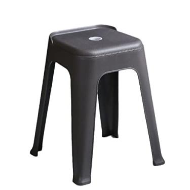 Imagem de Conjunto de bancos empilháveis, pacote com 4 banquetas quadradas para guidão e apoio para os pés - Cadeiras de jantar empilháveis portáteis de plástico para sala de estar em casa interna/externa