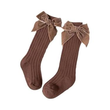 Imagem de Meias Altas Vermelhas Brilhantes Para Bebês Meninas Outono Inverno Com