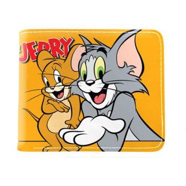 Imagem de Carteira, bolsa de moedas, couro, dobrável, Tom and Jerry Anime - Yiwe