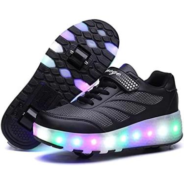 Imagem de Sapatos Com Rodas E Luzes Patins De Led Para Meninos E Meninas Tênis Luminosos Brilhantes Led Tecnologia De Duas Rodas Cadarços Tênis De Ginástica Ao Ar Livre,YUYANAIAI