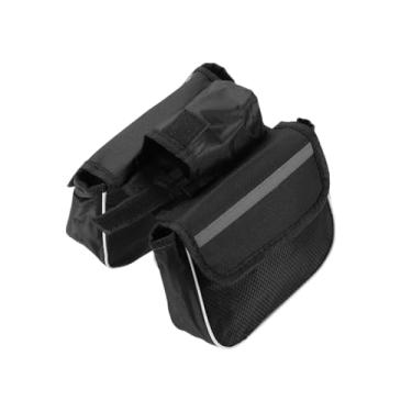 Imagem de INFINAUTO Bolsa para quadro de bicicleta, bolsa de bicicleta à prova d'água, bolsa frontal para bicicleta de estrada, mountain bike, nylon, preto, 1 peça