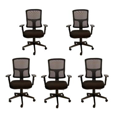 Imagem de Cadeira Escritorio back system encosto telado nr17 Ergonomica preta G402A Atacadeiras KIT 5UN