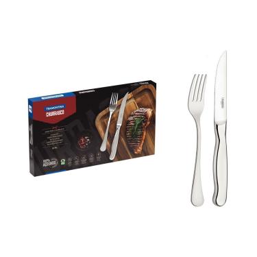 Imagem de Jogo Para Churrasco Tramontina Zurique Aço Inox Facas Jumbo Fio Serrilhado Alto Brilho...
