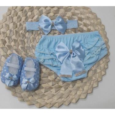 Imagem de Kit Calcinha bebê 03 á 06 Meses Tapa Fralda Bunda Rica Com Sapatinho 3