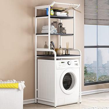 Imagem de Estruturas de armazenamento de lavadora de chão para banheiro, prateleira prática de Washinghine, prateleira de armazenamento de Washinghine Unidade de prateleira de metal Expansível Lavanderia, sec