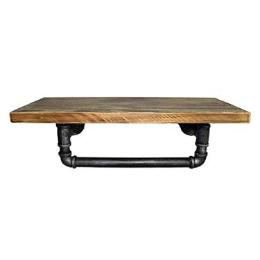 Imagem de Prateleiras de tubo industrial de 45,7 cm montadas na parede, prateleiras flutuantes de metal rústico, prateleiras de tubo montadas na parede de fazenda para cozinha e banheiro