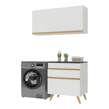 Imagem de Conjunto Lavanderia Multiuso Armário E Balcão Branco - MULTIMOVEIS