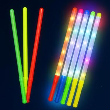 Imagem de Bastão Led Kit 15un para Festas, 45 cm, Plástico, Pisca Luz, Cores Sortidas, Algodão Doce