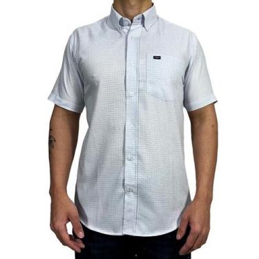 Imagem de Camisa Social Xadrez Masculina Manga Curta Com Bolso Dawson, Branco, M