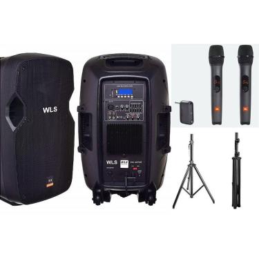 Imagem de Caixa WLS S12 Ativa BT + Caixa S12 Pas+ 2 Mic s/fio+2 tripés