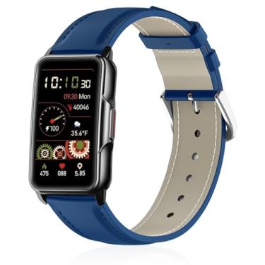 Imagem de Lzwldan Pulseiras de couro compatíveis com relógio inteligente Mindrose H80 de 1,5 polegadas, pulseira de substituição de couro genuíno macio para Mindrose H80 Fitness Trackers IP68 para mulheres e