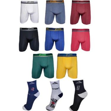 Imagem de Kit 3 Cuecas Box Boxer Ciclista Ciclismo Long Leg + 3 Pares Meias Cano