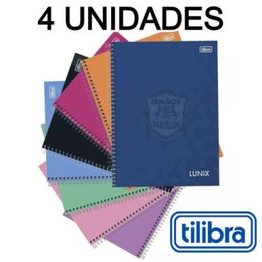 Imagem de Kit 4 Cadernos Espiral 80 Folhas Universitário Cores Capa Dura Sortido