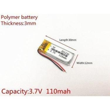 Imagem de Bateria 3,7v 110mah 3mm X 12mm X 30mm  C/2 Fios Gr - bgb