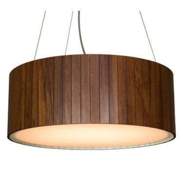 Imagem de Lustre Pendente de Madeira Fechado Redondo Imbuia - My Lamp Store