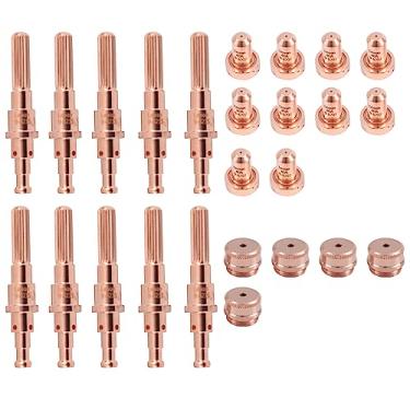 Imagem de Lewan 10 peças de eletrodo 9-8215 e 10 peças 9-8207 pontas de bocal e 5 peças 9-8245 tampa de proteção 40A compatível com consumíveis de tocha de corte de plasma Thermal Dynamics SL60/SL100