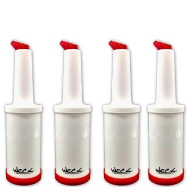 Imagem de Kit 4 Garrafa Plásticas Store'n Pour 1L  Vermelha Weck Coqueteleira Su