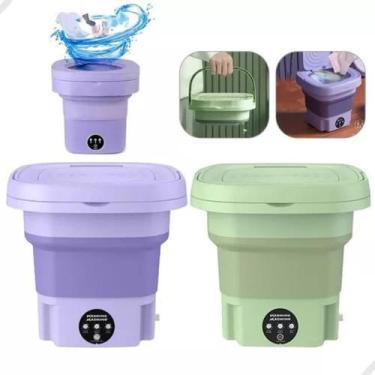 Imagem de Mini Máquina Lavadoura de Lavar Dobrável Portátil 110V/220V: Conveniên