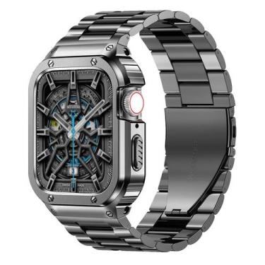 Imagem de Pulseira e Estojo de Relógio MiOhHR em Aço Inoxidável para Apple Watch