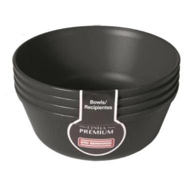 Imagem de Conjunto com 4 Bowls Pequenos 450ML Preto - Plástico São Bernardo