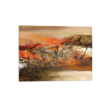 Imagem de MUHJDYC Arte de parede de pintura famosa abstrata. Impressão em tela. Decoração de parede de fotos de sala de estar moderna Pôster de arte de parede de escritório pronto para pendurar (marrom