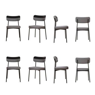 Imagem de Kit com 8 Cadeiras para Sala de Jantar Mona Yescasa Cinza Corriente /Preto