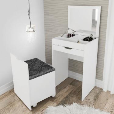 Imagem de Penteadeira Compacta com Espelho Pe2007 Tecno Mobili Branco / Floral Marrocos