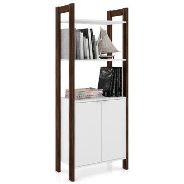 Imagem de Estante Livreiro Multiuso Multiuso 2 Portas Az1009 Branco/nogal - Tecno Mobili