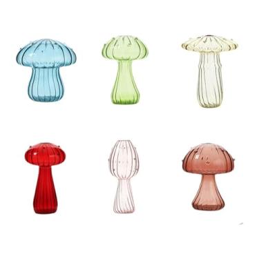 Imagem de Ioensy Vasos de vidro em formato de cogumelo, jarra de terrário, vaso de flores, mini vasos hidropônicos exclusivos para plantas, vaso de flores para sala de, 6 Peças