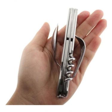 Imagem de Kit Talher Canivete Multifuncional Dobrável Prático Camping