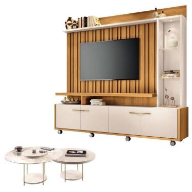 Imagem de Estante Home Theater Titan Off White Cinamomo E Kit Mesa De Centro Sky Off White - Hb Móveis