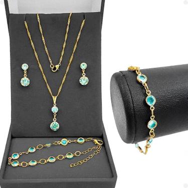 Imagem de Corrente Colar Veneziana + Brincos + Pingente + Pulseira