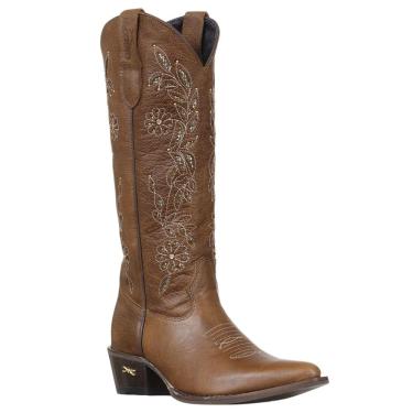 Imagem de Bota Texana Feminina Bico Fino Marrom Jácomo 38003