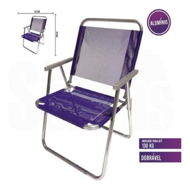 Imagem de Cadeira De Praia Varanda Extra Larga 130Kg Em Aluminio