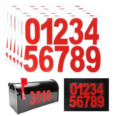 Imagem de PATIKIL Números de caixa de correio refletivos para fora, 6 peças de adesivos com números à prova d'água de 10 cm 0 a 9 abas autoadesivas para caixa de correio, sinais de casa, carros, endereço de