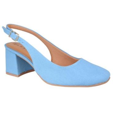 Imagem de Scarpin Ramarim Sapato Feminino Salto Médio Grosso 17221, Blue, 37