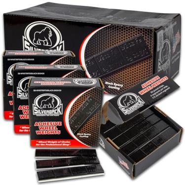 Imagem de Silverback 1/56.7 g Fita adesiva de aço preto pesos de roda com fita fácil de descascar. Projetado para o revendedor profissional de pneus. Caixa de fita de aço preta 1,417.5 g com peso de 4 6,803 g