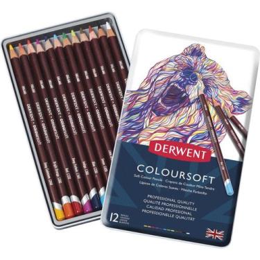 Imagem de Lápis de Cor Permanente Coloursoft 12 Cores Estojo Lata - Derwent, Úni