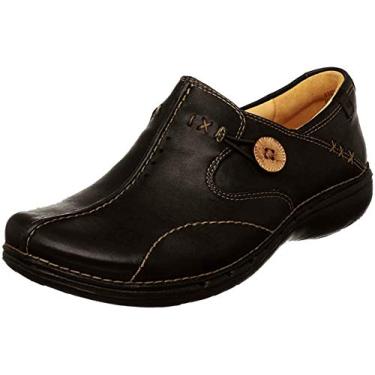 Imagem de Clarks Unstructured Sapato feminino sem cadarço, Couro preto, 10 Wide