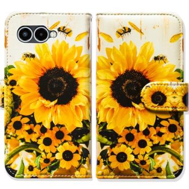 Imagem de Bcov Capa para T-Mobile Revvl 8, capa carteira flip de abelha girassol com suporte para cartão e suporte para T-Mobile Revvl 8