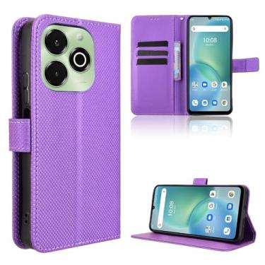 Imagem de Elubugod Capa de couro compatível com Umidigi G9x 4G, capa flip de couro PU compatível com Umidigi G100X 5G / Note 100X 4G capa roxa